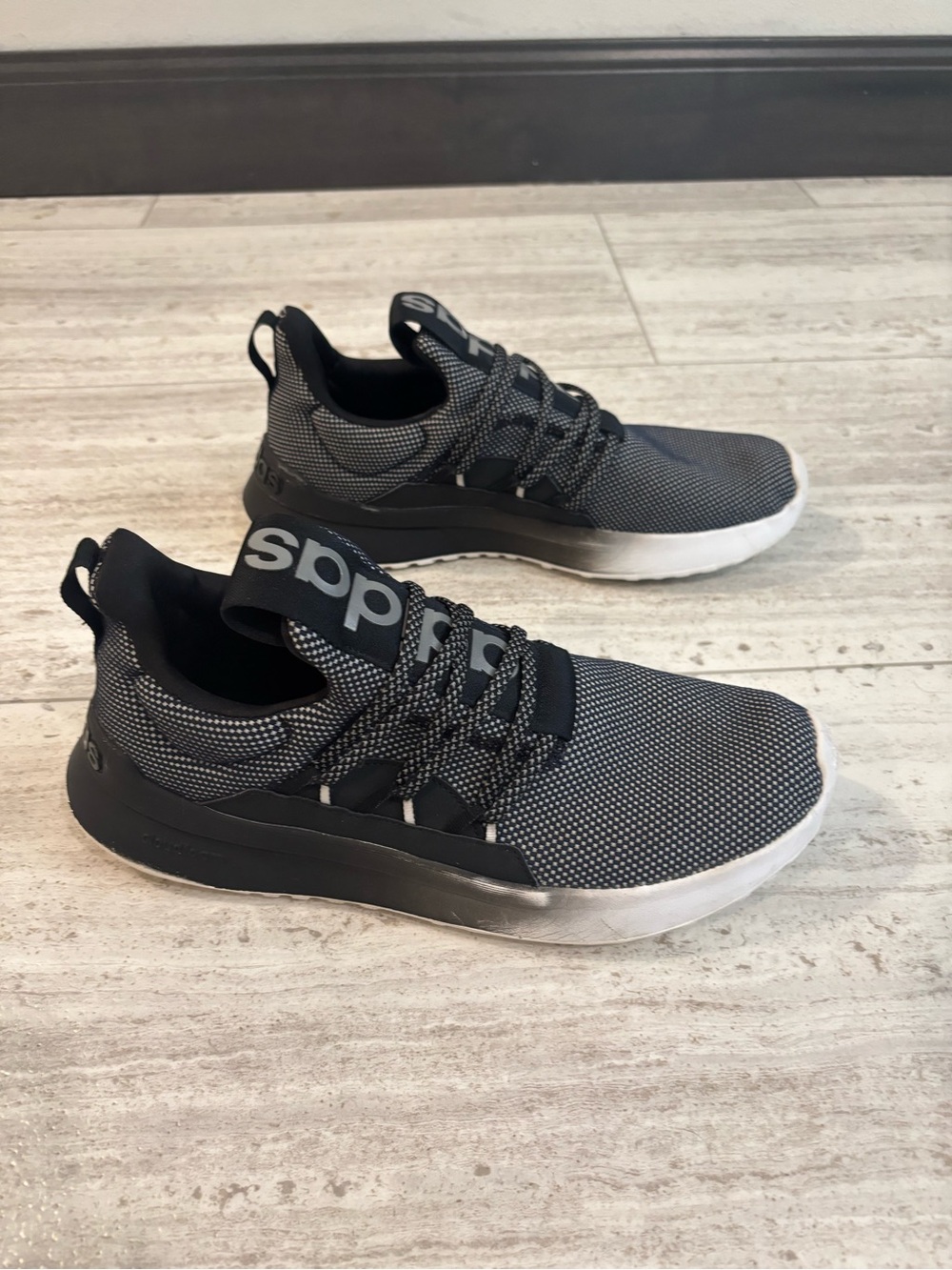 Adidas Black and Gray Knit Lace-Up Sneakers